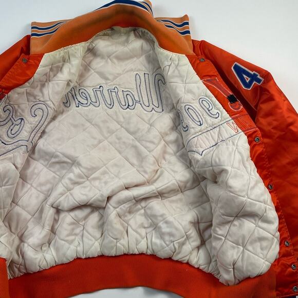 Vintage Warren Michigan Local 909 UAW Union Satin Orange Bomber Work Jacket - Picture 6 of 8